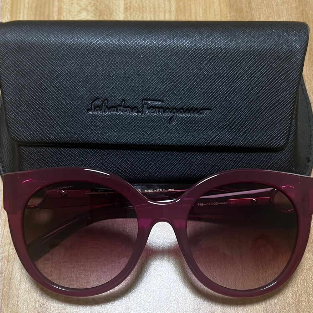 Salvatove Ferragamo Chic Burgundy Sunglasses - Picture 5 of 13